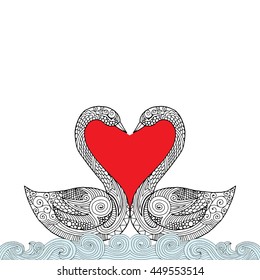 Swan Valentine card illustration