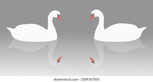 Swan vector design illustration. Cute Swan cartoon bird