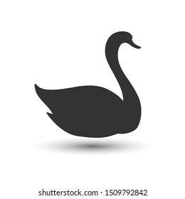 Swan vector icon. Black on white background