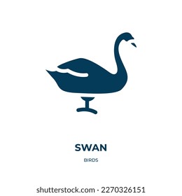 swan vector icon. swan, style, beauty filled icons from flat birds concept. Isolated black glyph icon, vector illustration symbol element for web design and mobile apps