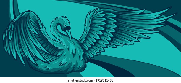Swan. vector illustration of a swan on colored background