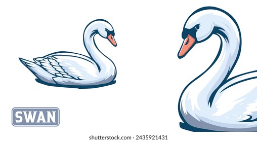 ilustración vectorial de cisne sobre fondo blanco aislado	