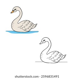 swan vector illustration. Simple drawing. Cartoon. Easy to edit. 