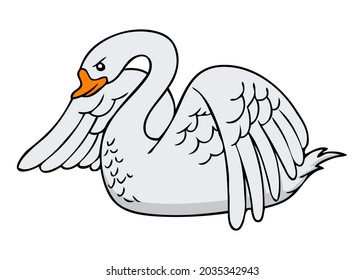 swan vector illustration,isolated on white background,top view