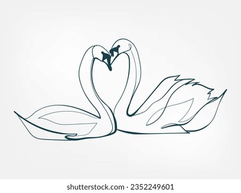 swan vector line art animal wild life single one line hand drawn illustration isolated