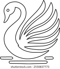 Swan vector line art illustration design.