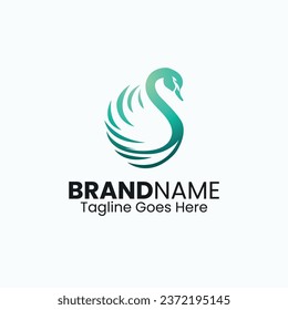 Swan Vector Logo Design, Minimalistic Swan Logo Design Template