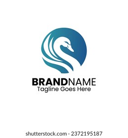 Swan Vector Logo Design, Minimalistic Swan Logo Design Template