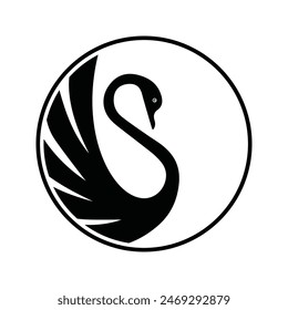 logo o ícono de Vector de cisne en círculo