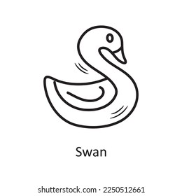 Swan vector outline hand draw Icon design illustration. Valentine Symbol on White background EPS 10 File