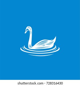 swan vector, swan over water vector for concept logo