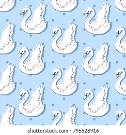 Swan Vector Pattern, background beautiful with swan design fabric print