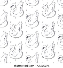 Swan Vector Pattern, background beautiful with swan design fabric print