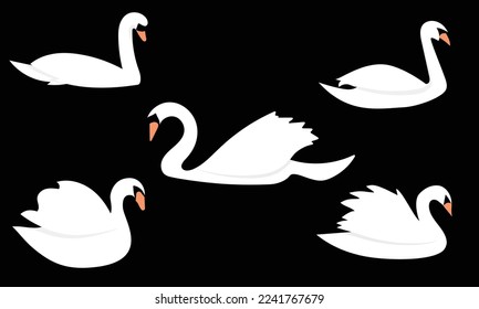 conjunto de vectores de swan. colección de ilustraciones de vectores de cisne.