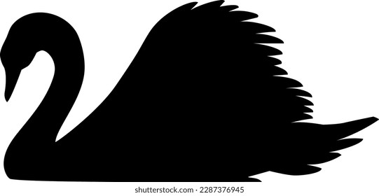 silueta vectorial de cisne negra una