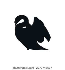Swan vector silhouette, wild bird flat design isolated on white background.