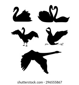 swan bird clipart silhouettes