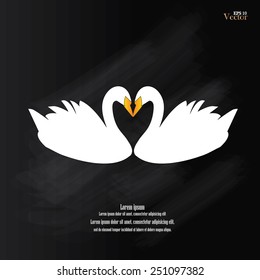 swan vector.couple swan on chalkboard.