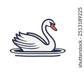 Swan water bird. White swan with elegant neck, swimming in blue water. Graceful and serene, symbolizing beauty and purity.