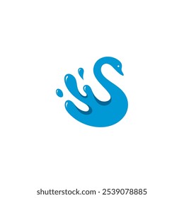 Swan Water Logo design vector illustration