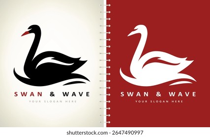 Vetor de logotipo de onda e cisne. Design para pássaros