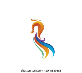 swan wing colorful logo design template