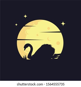 Swan with Yellow Moon Background Logo Template