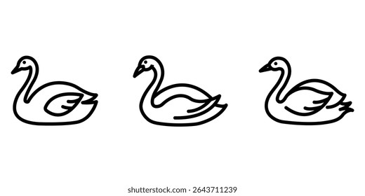 contorno de swan-bird ou conjunto de design de ícone de linha.