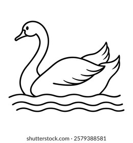 swan-gliding of a line art vector