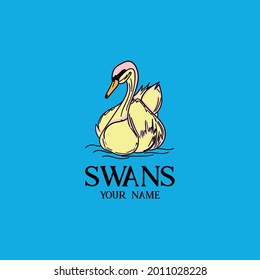 swans animal design logo vector