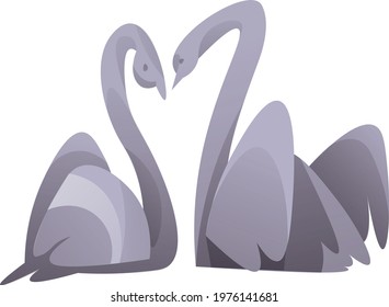 Swans birds romantic couple wedding cartoon cute clipart