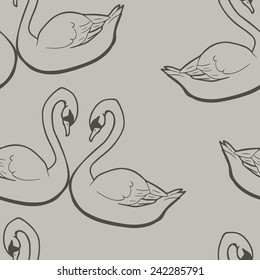 Swans couple seamless pattern