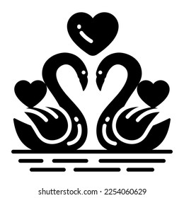 Diseño vectorial de pareja de cisnes aislado en fondo blanco