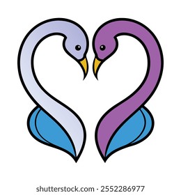 Swans Forming Heart With Necks Outline