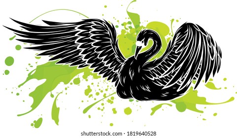 Swans gliding on the lake vector illustration