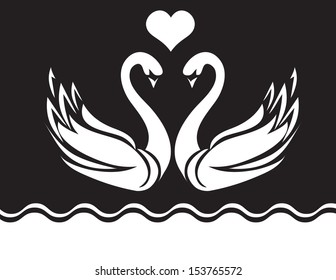 Swans with heart