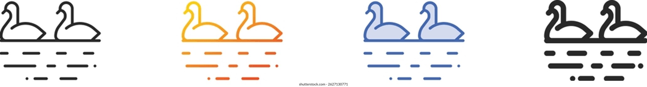 swans icon.Thin Linear, Gradient, Blue Stroke and bold Style Design Isolated On White Background