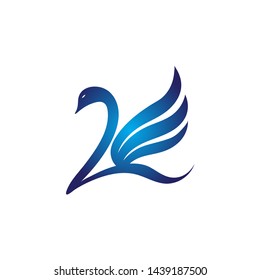 swans logo template design vector in isolated background