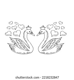 Swans of love. Contour illustration for your decor, for stories, for photographers