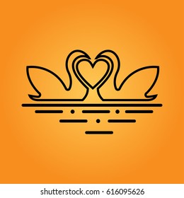 Swans in love with hearts