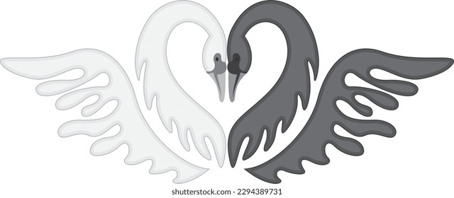 Swans in love, vector illustration, wedding card