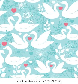 Swans in love vector seamless pattern background