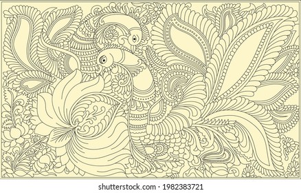 Swans Outline Art For Wallpaper or Background, Paisley