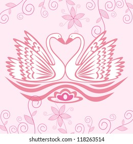 Swans pattern background vector illustration