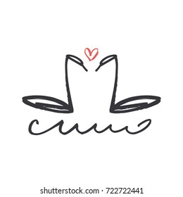 Swans, vector illustration. Poster, postcard, print, sticker, label and other.