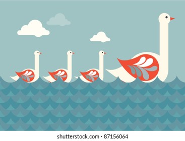 swans vector/illustration