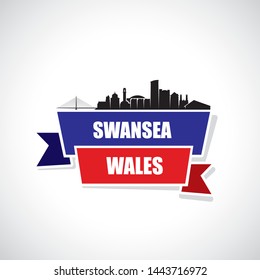 Swansea skyline - Wales, United Kingdom, UK, Great Britain - vector illustration