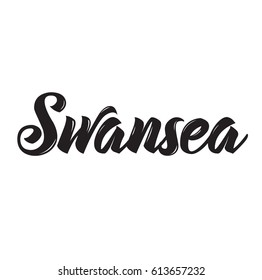 swansea, text design. Vector calligraphy. Typography poster. Usable as background.