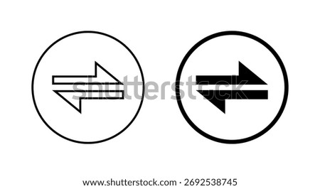 Swap arrow icon in circular outline. Two opposite arrows symbol