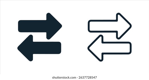 Swap Arrow Icons. Bold and Outline Exchange Direction Symbols